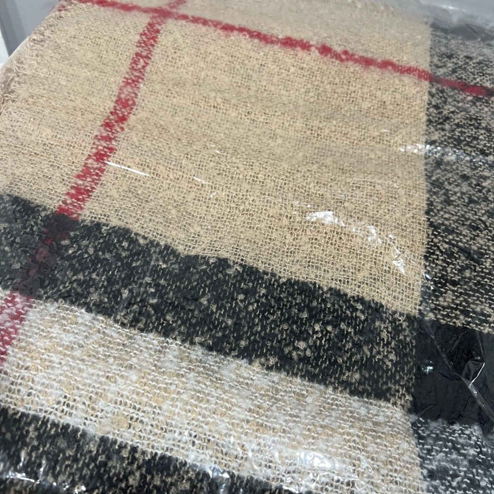 Waterfall Long Plaid Vest Poncho Wrap Scarf - Picture 7 of 7